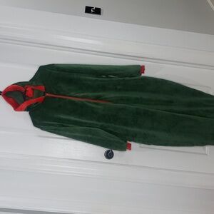 Era Spooky Green Fleece Elf Hooded Onesie Footless Adult Pajamas Size Medium